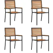 vidaXL Trädgårds stapelbara stolar 4 pcs Brun och svart