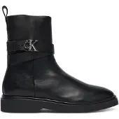 Calvin Klein Leather Signature Logo Ankle Boots