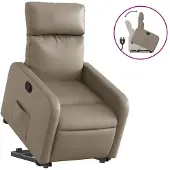 vidaXL Reclinerfåtölj med uppresningshjälp cappuccino konstläder
