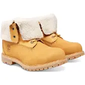 Timberland för kvinnor. TB18329R2311 Autentiska bruna vattentäta läderstövlar (38.5 W), Hud, Karta, 1 till 3 cm, Casual, Gul