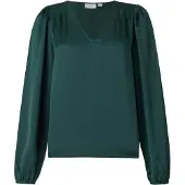 Vila Ellette Smock Satin Top Blus Med Lång ärm
