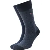 Tommy Hilfiger 2-Pack Sockor Birdseye 004 Blå Mörkblå Storlek