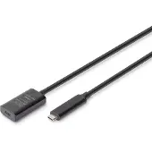 Digitus - USB-förlängningskabel - USB-C (hane) till USB-C (hona) - USB 3.1 - 5 V - 5 m - svart