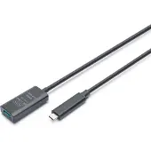 Digitus - USB-förlängningskabel - USB-C (hane) till USB typ A (hona) - USB 3.2 - 5 m - aktiv, upp till 10 Gbps dataöverföringshastighet - svart