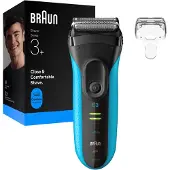 Braun Series 3+ 3040S Rakapparat, Precisionstrimmer, Våt & Torr, Blå