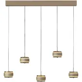 Paul Neuhaus Pendellampa Falling Rings, dimbar, Brun / mässing, Vardagsrum / matsal, Metall, Modern