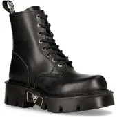 New rock Unisex Svarta Gothic Militär Biker Boots - MILI084N-S3