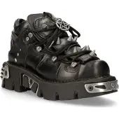 New rock svarta läderstövlar med spikar-110-S1