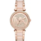 Michael Kors MK6176 Parker Kristall Pave Logotypurtavla Damklocka 39mm 39mm stark rosa