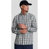 Lyle & Scott Tvättad rutig poplinskjorta för herrar i Beige