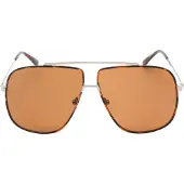 GUESS Brown Lens Shiny Light Ruthenium Silver Solglasögon