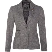 TruClothing Dam Tweed 1920-tal Fiskbensmönstrad Grå Blazer