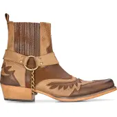 Infinity Leather Herrar Läder Cowboy Ankelstövlar Bruna Kubanska Biker Winklepickers Western Country