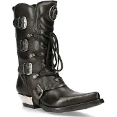 New rock Cowboystövlar med spänne i svart läder - M-7993-S1