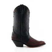 Grinders Unisex Cowboystövlar i svart/burgunderfärgat läder-Arizona