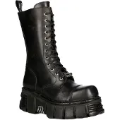 New rock Unisex Metallic Black Techno Biker Boots - M-MILI211C-C1