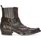 Infinity Leather Herrar Läder Cowboy Ankelstövlar Svart Brun Cuban Biker Winklepicker Western