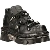 New rock Unisex Metallic Svart Läder Gothic Techno Stövlar - M-215-S6
