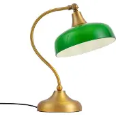 QAZQA Klassisk bordslampa brons med grönt opalglas - Clerk