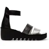 Fly london Dam BONO290FLY Svart Mousse Lädersandaler Espadrillekilar