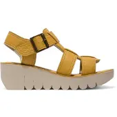 Fly london Dam YUDD236FLY Bumblebee Gula lädersandaler Espadrille Platformkilar
