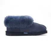 Infinity Leather Dam fårskinnsmockans ankel marinblå slip-on stövlar vinter - Glacier