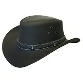 Infinity Leather Cowboy Outback Aussie Bush Hat i äkta läder