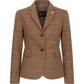 TruClothing Ekbrun Skräddarsydd Tweed Blazer i fiskbensrutig, dam