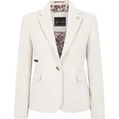 TruClothing Kvinnors grädde skräddarsydd passform ullblandning Tweed Blazer
