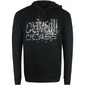 Cavalli Class Sprucken Sprayad Logo Svart Hoodie