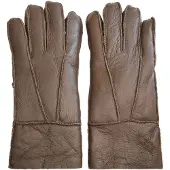 Infinity Leather Unisex Brown Sheepskin Leather Gloves with Roll Up/Down Cuff