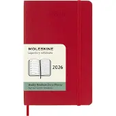 Moleskine Classic Soft 12M veckonotering fickkalender röd 2026