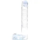 Clarity - dildo med pung - glas - transparent