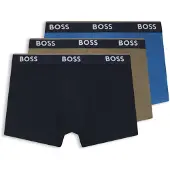 BOSS Three-pack of logo-waistband trunks in cotton
