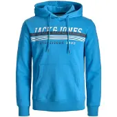 Jack & Jones Sweatshirt 'Iron' marinblå / azur / vit