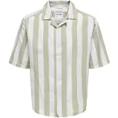 Only & Sons Skjortor med korta ärmar ONSTES RLX CTN SLUB STRIPE man - Vit - EU M