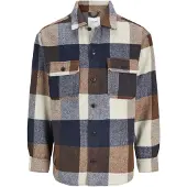 Jack & Jones Skjorta 'JJEBradley Ollie' marinblå / konjak / naturvit