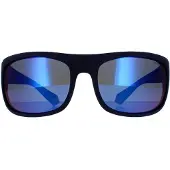 Polaroid Wrap Mens Blue Grey Blue Mirror Polariserade solglasögon
