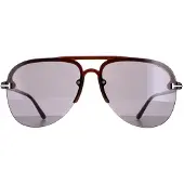Tom Ford Aviator Herr Glänsande Ljusbrun Rök Frotté 02 FT1004