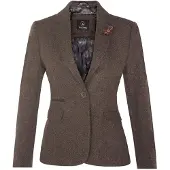 TruClothing Dam Tweed 1920-tal Fiskbensmönstrad Brun Blazer