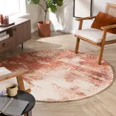Studio Clarice Rund abstrakt matta | Candice terrakotta hos Volero | Ø 80cm | Bomull | Blandat | Rund | Låg lugg
