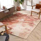 Studio Clarice Abstrakt matta | Candice terrakotta hos Volero | 80x150cm | Bomull | Blandat | Rektangulär | Låg lugg