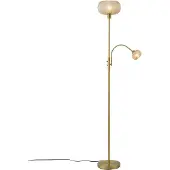 QAZQA Design Golvlampa Mässing med Bärnstensfärgat Glas 2-Ljuskällor - Brianna