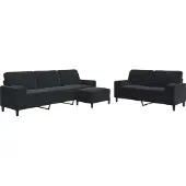 vidaXL Soffgrupp med dynor och bolster 3 delar svart sammet