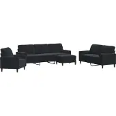 vidaXL Soffgrupp med dynor och bolster 4 delar svart sammet