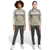 Adidas Träningsdräkt 'Seasonal Essentials Tiberio' ljusgrå / mörkgrå / oliv / vit