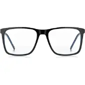 HUGO Black-acetate optical frames with contrast rubber logo