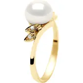 Diadema - Ring - Gult guld - Äkta sötvattenspärlor - Vit