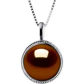 Diadema AURA Halsband Sötvattenspärla 9-10 mm Choklad 925