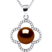 Diadema CLOVER Halsband Sötvattenspärla 9-10 mm Choklad 925